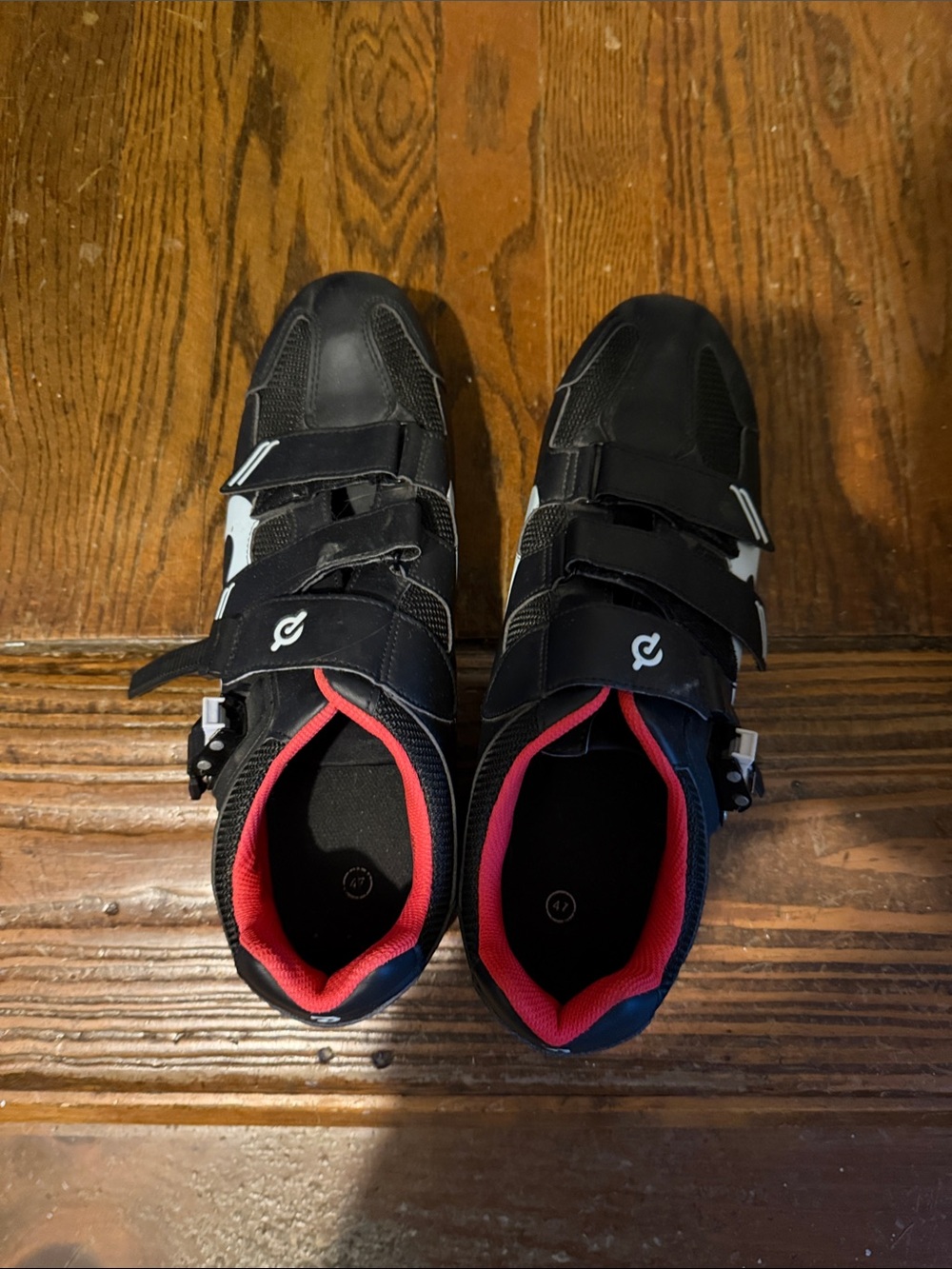 Peloton Black Cycling Shoes with Red Lining size 47